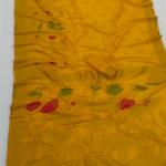 Staring Yellow Khadi Georgette Banarasi Silk Saree With Precious Blouse Piece