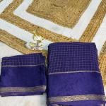 Ratatouille Navy Blue Banarasi Viscose Georgette Silk Saree With Snappy Blouse Piece