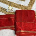Stylish Red Banarasi Viscose Georgette Silk Saree With Surreptitious Blouse Piece