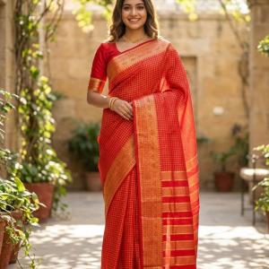 Pulsating Red Soft Silk Saree With Efflorescence Blouse Piece