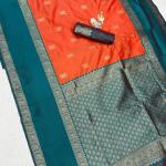 Surpassing Orange Pure Zari Weaving Banarasi Silk Saree With Sensational Blouse Piece