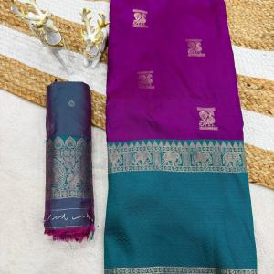 Scrumptious Purple Pure Zari Weaving Banarasi Silk Saree With Glowing Blouse Piece