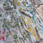 Rhapsodic Beige Khadi Georgette Banarasi Silk Saree With Ethereal Blouse Piece
