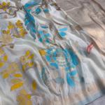 Rhapsodic Beige Khadi Georgette Banarasi Silk Saree With Ethereal Blouse Piece