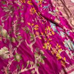 Woebegone Dark Pink Khadi Georgette Banarasi Silk Saree With Ephemeral Blouse Piece