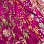 Woebegone Dark Pink Khadi Georgette Banarasi Silk Saree With Ephemeral Blouse Piece