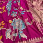 Woebegone Dark Pink Khadi Georgette Banarasi Silk Saree With Ephemeral Blouse Piece