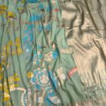 Vibrant Sea Green Khadi Georgette Banarasi Silk Saree With Designer Blouse Piece