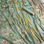 Vibrant Sea Green Khadi Georgette Banarasi Silk Saree With Designer Blouse Piece