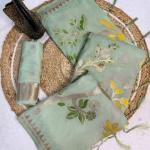 Vibrant Sea Green Khadi Georgette Banarasi Silk Saree With Designer Blouse Piece