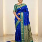 Transcendent Royal Blue Pure Zari Weaving Banarasi Silk Saree With Beautiful Blouse Piece