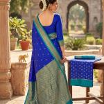 Transcendent Royal Blue Pure Zari Weaving Banarasi Silk Saree With Beautiful Blouse Piece