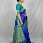Transcendent Royal Blue Pure Zari Weaving Banarasi Silk Saree With Beautiful Blouse Piece