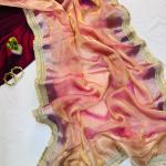 Glorious Pink Tissue Silk Saree With Gleaming Blouse Piece