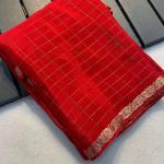 Nemesis Red Banarasi Georgette Silk Saree With Charming Blouse Piece