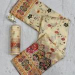 Enamoring Beige Pashmina Silk Saree With Epiphany Blouse Piece