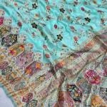 Fairytale Sky Pashmina Silk Saree With Quixotic Blouse Piece