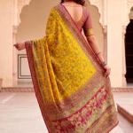Opulent Yellow Pashmina Silk Saree With Pleasant Blouse Piece