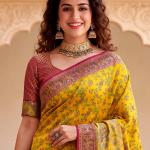 Opulent Yellow Pashmina Silk Saree With Pleasant Blouse Piece