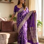 Nemesis Purple Soft Silk Saree With Demure Blouse Piece