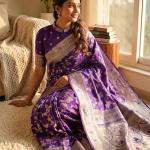 Nemesis Purple Soft Silk Saree With Demure Blouse Piece