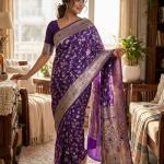 Nemesis Purple Soft Silk Saree With Demure Blouse Piece