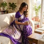 Nemesis Purple Soft Silk Saree With Demure Blouse Piece