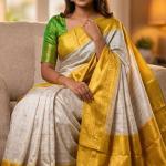 Sumptuous Beige Soft Silk Saree With Blooming Blouse Piece