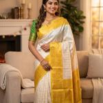 Sumptuous Beige Soft Silk Saree With Blooming Blouse Piece