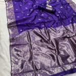 Nectarous Royal Blue Soft Silk Saree With Snazzy Blouse Piece