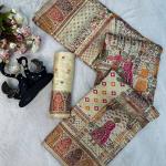 Ornate Beige Dola Pashmina Saree With Prominent Blouse Piece