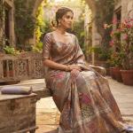 Outstanding Lavender Dola Pashmina Saree With Lissome Blouse Piece