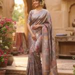 Outstanding Lavender Dola Pashmina Saree With Lissome Blouse Piece
