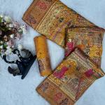 Flattering Yellow Dola Pashmina Saree With Supernal Blouse Piece