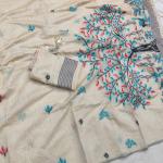 Vivacious Beige Pure Munga Cotton Silk Saree With Breathtaking Blouse Piece