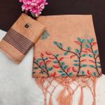 Resplendent Peach Pure Munga Cotton Silk Saree With Flamboyant Blouse Piece