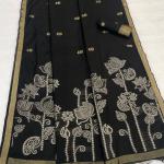 Twirling Black Pure Munga Cotton Silk Saree With Majestic Blouse Piece