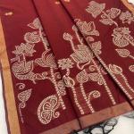 Panache Red Pure Munga Cotton Silk Saree With Ethnic Blouse Piece