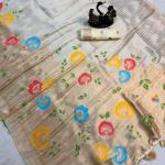 Stunner Off White Banarasi Khadi Silk Saree With Vibrant Blouse Piece