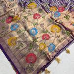 Flaunt Royal Blue Banarasi Khadi Silk Saree With Charismatic Blouse Piece
