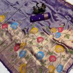 Flaunt Royal Blue Banarasi Khadi Silk Saree With Charismatic Blouse Piece