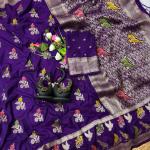 Scintilla Royal Purple Banarasi Khadi Silk Saree With Panoply Blouse Piece