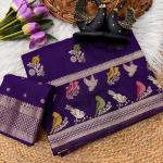 Scintilla Royal Purple Banarasi Khadi Silk Saree With Panoply Blouse Piece