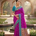 Girlish Purple Paithani Silk Saree With Adorning Blouse Piece