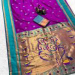 Girlish Purple Paithani Silk Saree With Adorning Blouse Piece