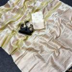 Surreptitious Off White Banarasi Khadi Silk Saree With Appealing Blouse Piece