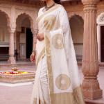 Scrumptious Off White Banarasi Khadi Silk Saree With Scrupulous Blouse Piece