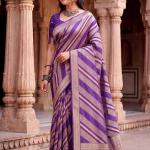 Unique Purple Banarasi Khadi Silk Saree With Eloquence Blouse Piece