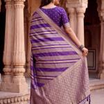 Unique Purple Banarasi Khadi Silk Saree With Eloquence Blouse Piece