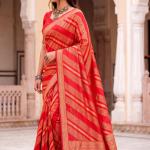 Winsome Red Banarasi Khadi Silk Saree With Impressive Blouse Piece